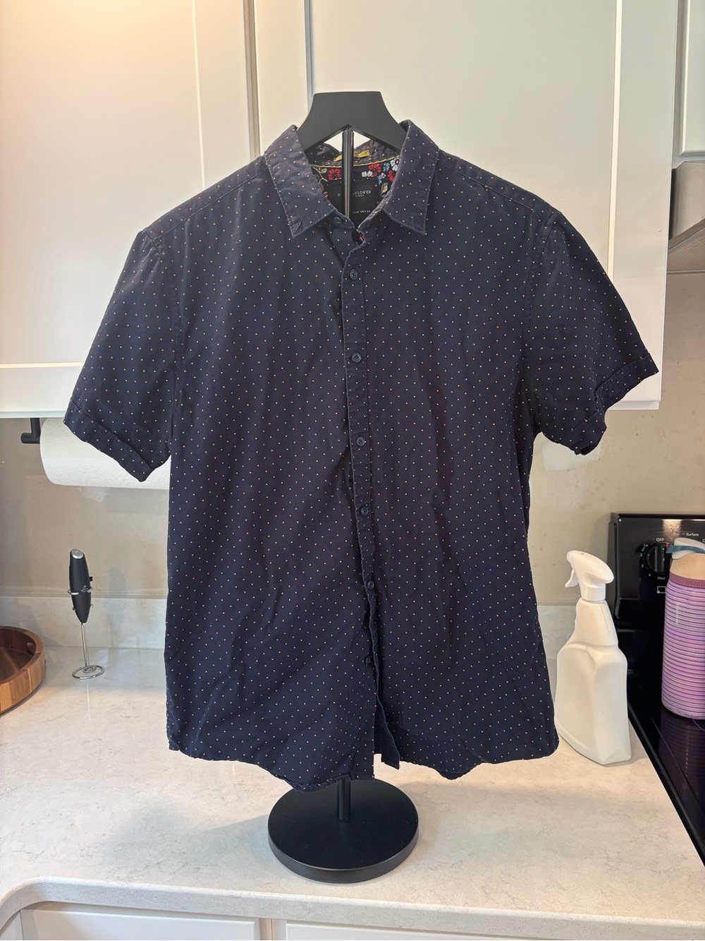 Denim & Flower Men's Navy Short-Sleeve Dot Button-Down Shirt